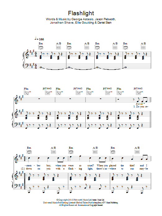 Ellie Goulding Flashlight sheet music notes and chords arranged for Piano, Vocal & Guitar Chords