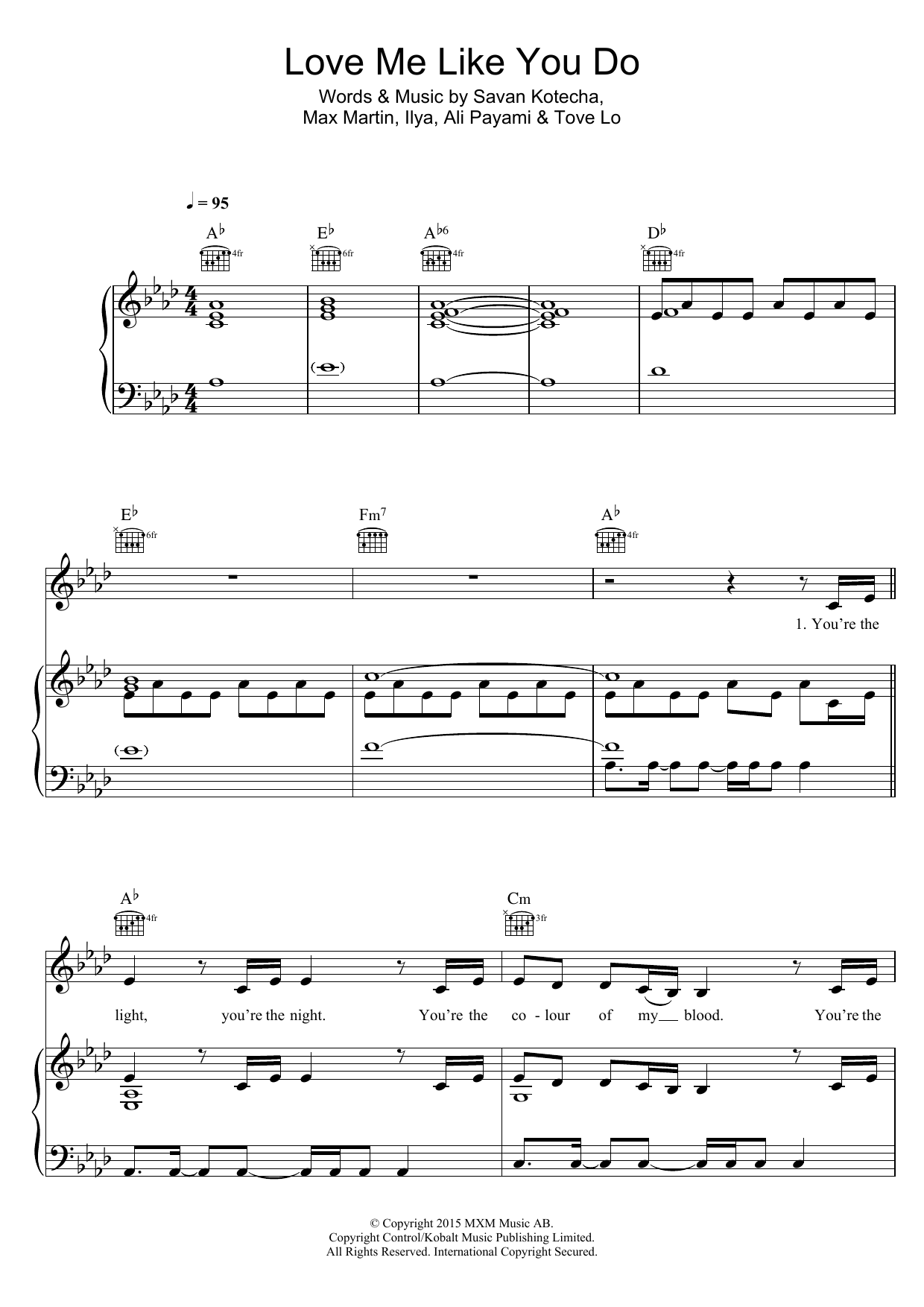 Ellie Goulding Love Me Like You Do (from 'Fifty Shades Of Grey') sheet music notes and chords arranged for Piano, Vocal & Guitar Chords (Right-Hand Melody)
