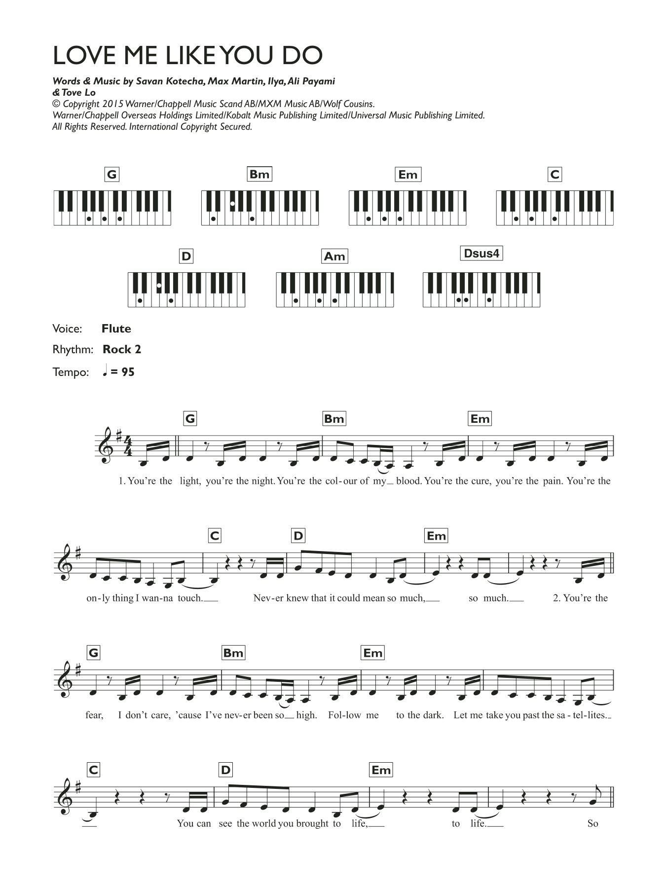 Ellie Goulding Love Me Like You Do sheet music notes and chords arranged for Piano, Vocal & Guitar Chords (Right-Hand Melody)