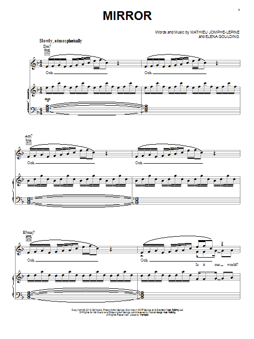 Ellie Goulding Mirror sheet music notes and chords arranged for Piano, Vocal & Guitar Chords (Right-Hand Melody)