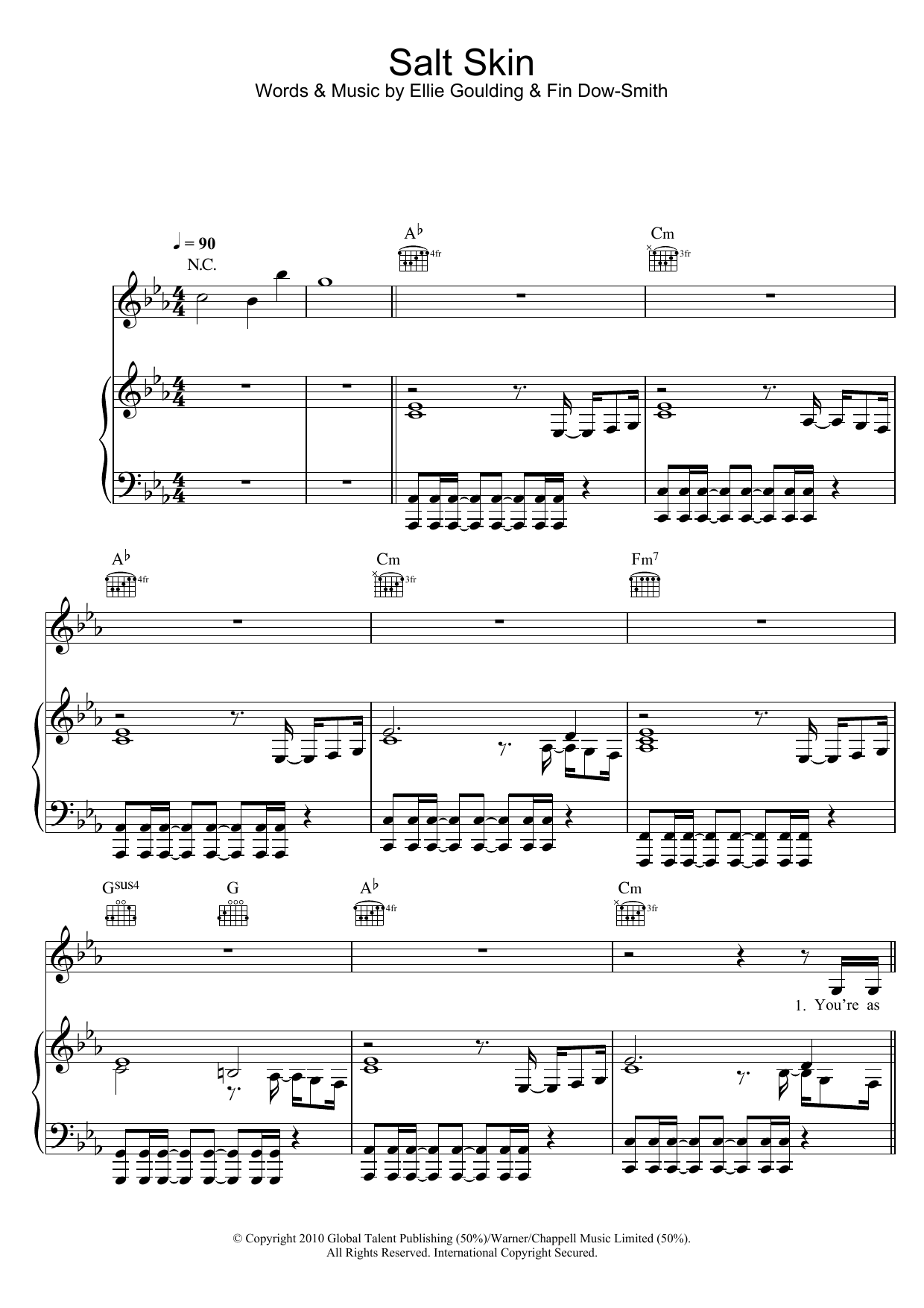 Ellie Goulding Salt Skin sheet music notes and chords arranged for Piano, Vocal & Guitar Chords
