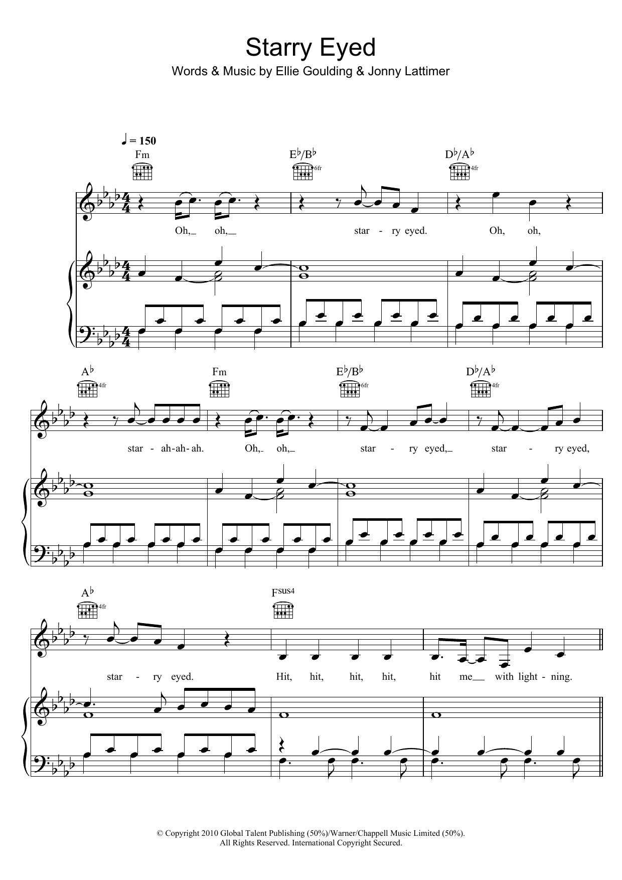 Ellie Goulding Starry Eyed sheet music notes and chords arranged for Piano, Vocal & Guitar Chords