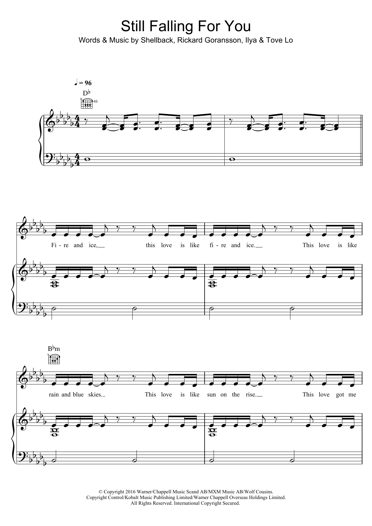 Ellie Goulding Still Falling For You sheet music notes and chords arranged for Piano, Vocal & Guitar Chords (Right-Hand Melody)