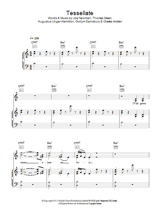 Ellie Goulding Tessellate sheet music notes and chords arranged for Piano, Vocal & Guitar Chords