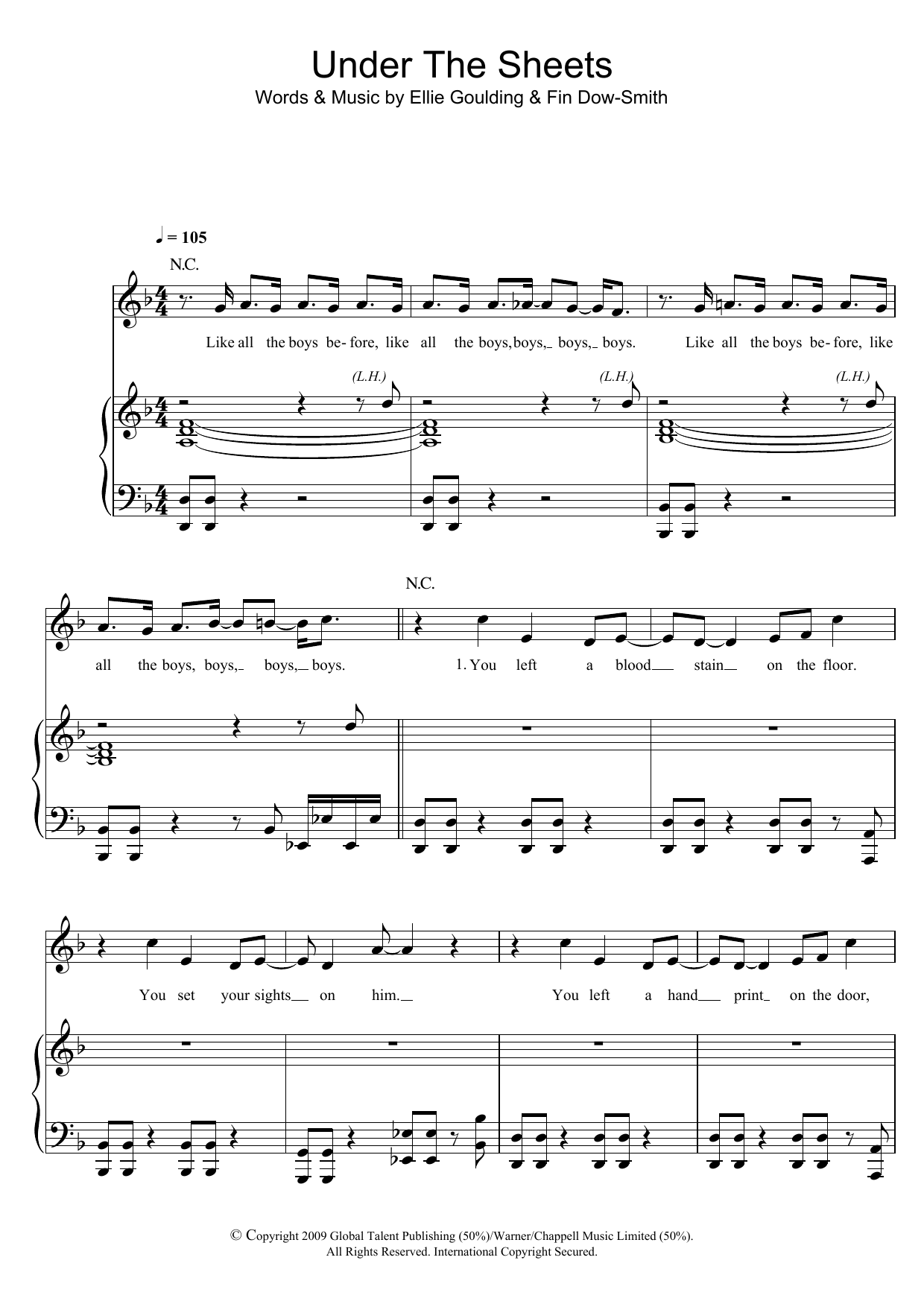 Ellie Goulding Under The Sheets sheet music notes and chords arranged for Piano, Vocal & Guitar Chords