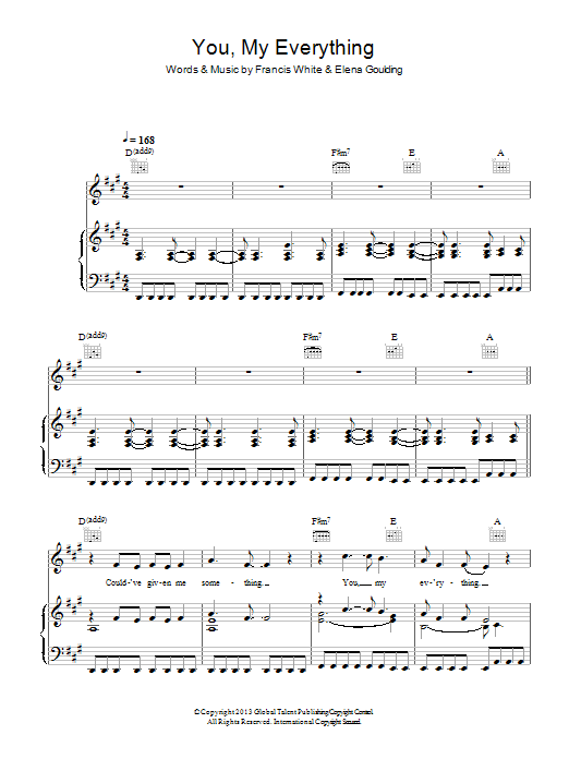 Ellie Goulding You, My Everything sheet music notes and chords arranged for Piano, Vocal & Guitar Chords