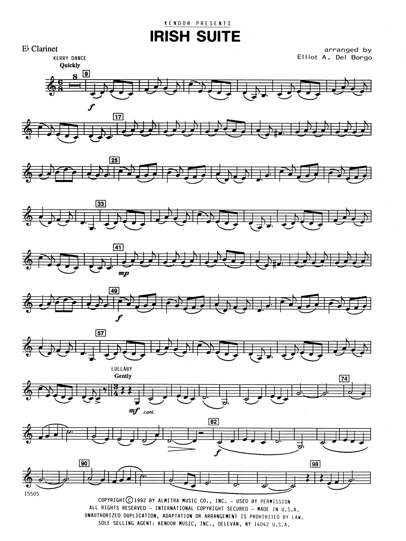 Elliot A. Del Borgo Irish Suite - Eb Clarinet sheet music notes and chords. Download Printable PDF.