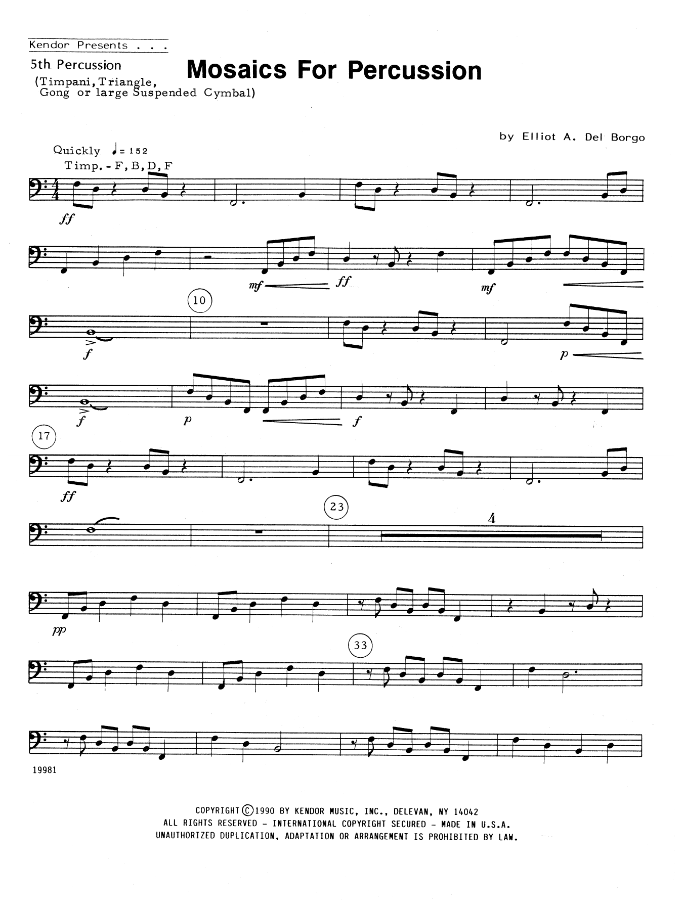 Elliot A. Del Borgo Mosaics For Percussion - Percussion 5 sheet music notes and chords arranged for Percussion Ensemble