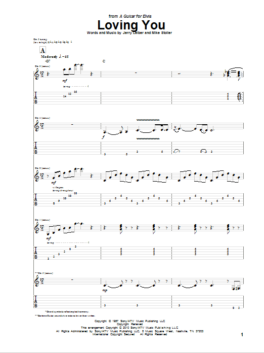 Elliott Easton Loving You sheet music notes and chords arranged for Guitar Tab