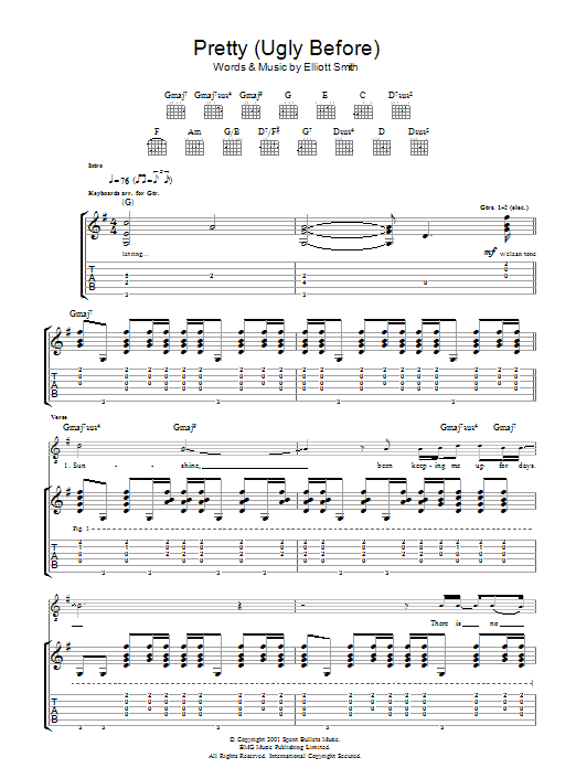 Elliott Smith Pretty (Ugly Before) sheet music notes and chords arranged for Guitar Tab