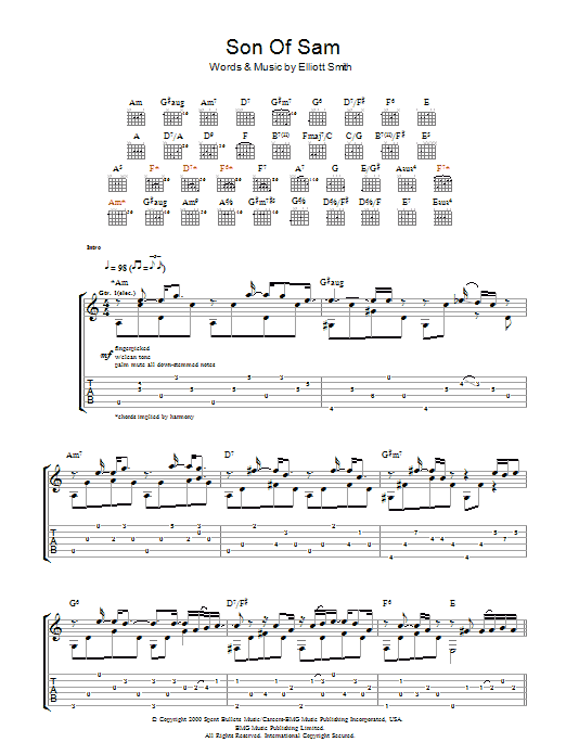 Elliott Smith Son Of Sam sheet music notes and chords arranged for Piano, Vocal & Guitar Chords