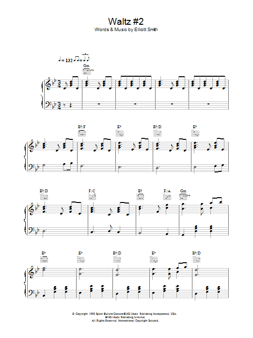 Elliott Smith Waltz #2 (XO) sheet music notes and chords arranged for Piano, Vocal & Guitar Chords