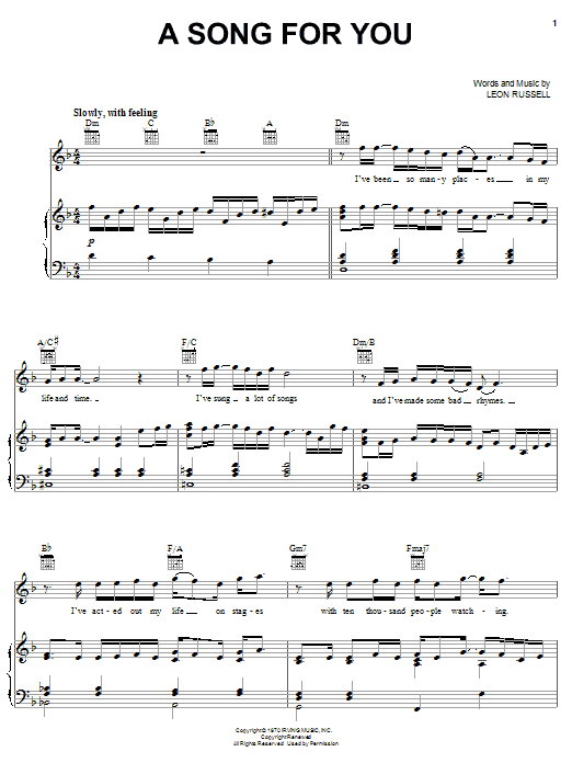 Elliott Yamin A Song For You sheet music notes and chords arranged for Piano, Vocal & Guitar Chords (Right-Hand Melody)