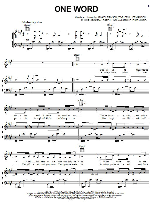 Elliott Yamin One Word sheet music notes and chords arranged for Piano, Vocal & Guitar Chords (Right-Hand Melody)