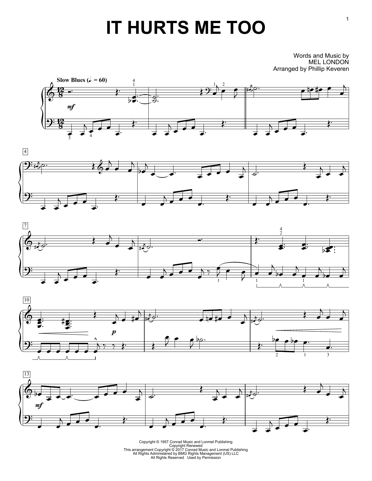Elmore James It Hurts Me Too (arr. Phillip Keveren) sheet music notes and chords arranged for Piano Solo