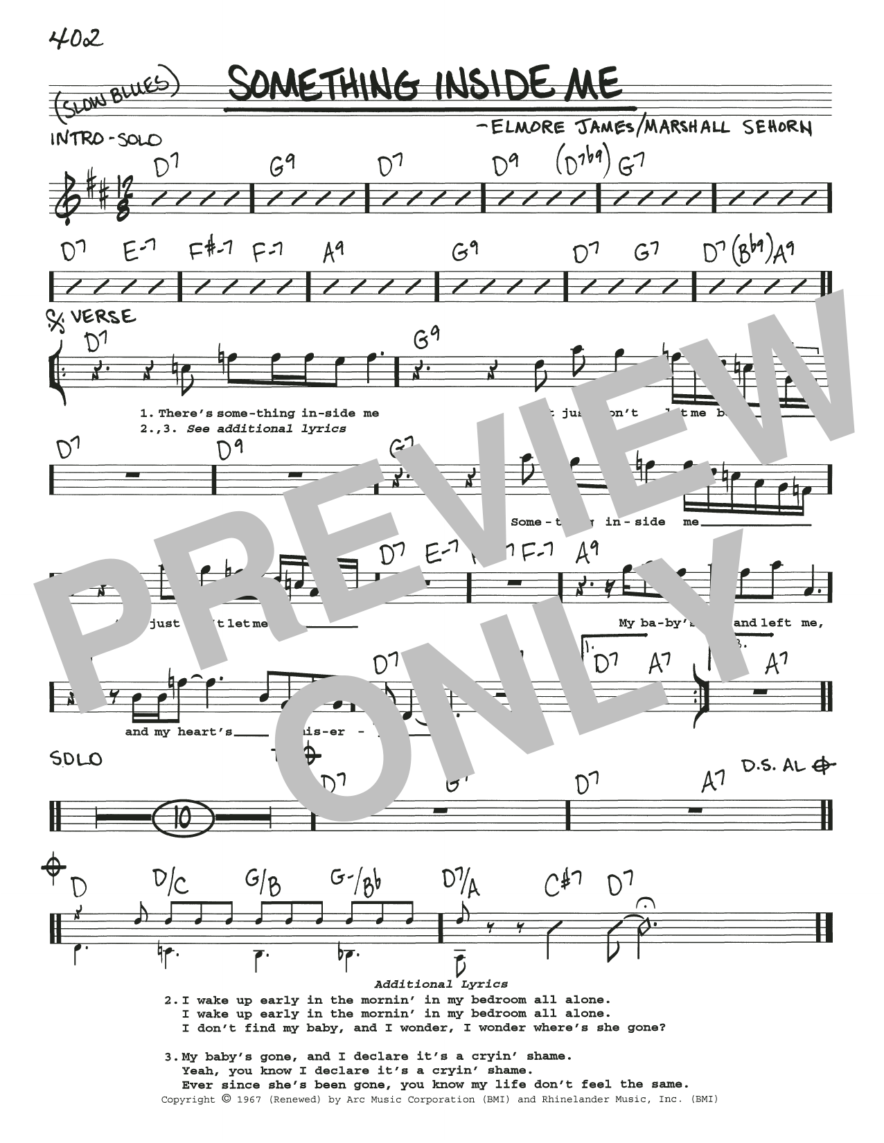Elmore James Something Inside Me sheet music notes and chords arranged for Real Book – Melody, Lyrics & Chords