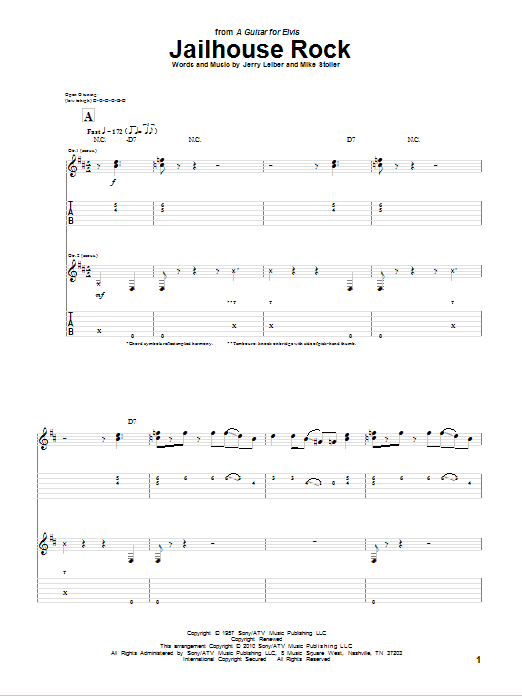 Eltjo Haselhoff Jailhouse Rock sheet music notes and chords arranged for Guitar Tab