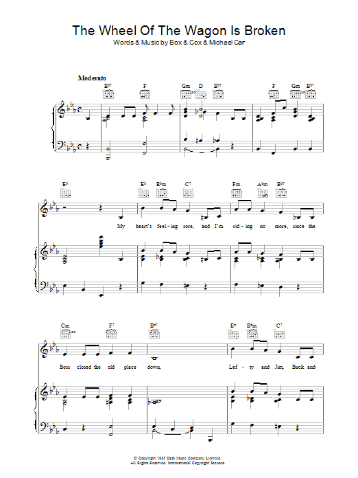 Elton Box The Wheel Of The Wagon Is Broken sheet music notes and chords arranged for Piano, Vocal & Guitar Chords