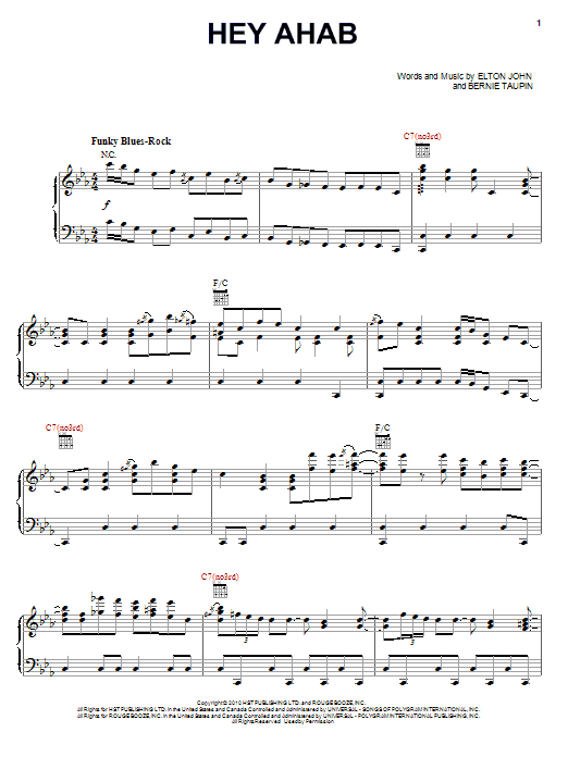 Elton John & Leon Russell Hey Ahab sheet music notes and chords arranged for Piano, Vocal & Guitar Chords (Right-Hand Melody)
