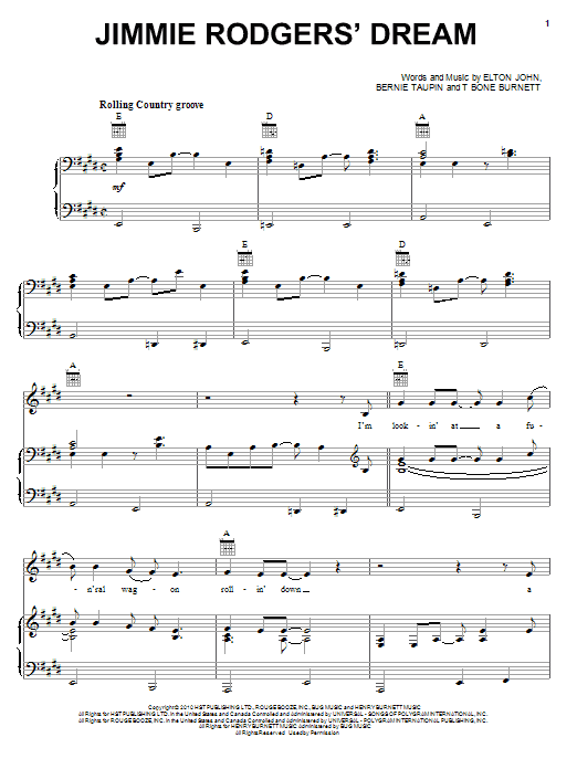 Elton John & Leon Russell Jimmie Rodgers' Dream sheet music notes and chords arranged for Piano, Vocal & Guitar Chords