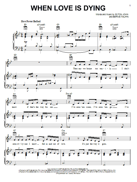 Elton John & Leon Russell When Love Is Dying sheet music notes and chords arranged for Piano, Vocal & Guitar Chords (Right-Hand Melody)