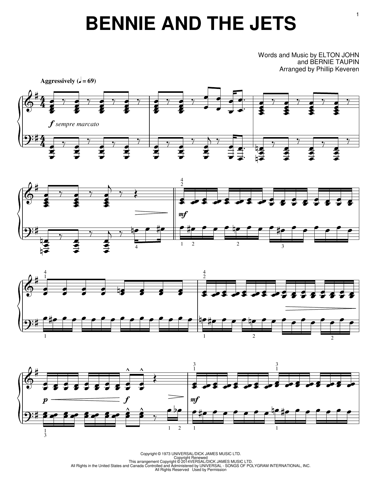 Elton John Bennie And The Jets [Classical version] (arr. Phillip Keveren) sheet music notes and chords arranged for Piano Solo