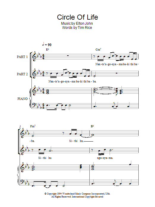 Elton John Circle Of Life (from The Lion King) (arr. Rick Hein) sheet music notes and chords arranged for 2-Part Choir