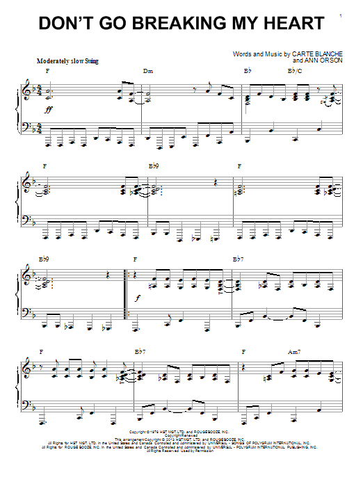 Elton John Don't Go Breaking My Heart [Jazz version] (arr. Brent Edstrom) sheet music notes and chords arranged for Piano Solo