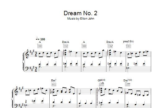 Elton John Dream #2 (Instrumental) sheet music notes and chords arranged for Piano Solo