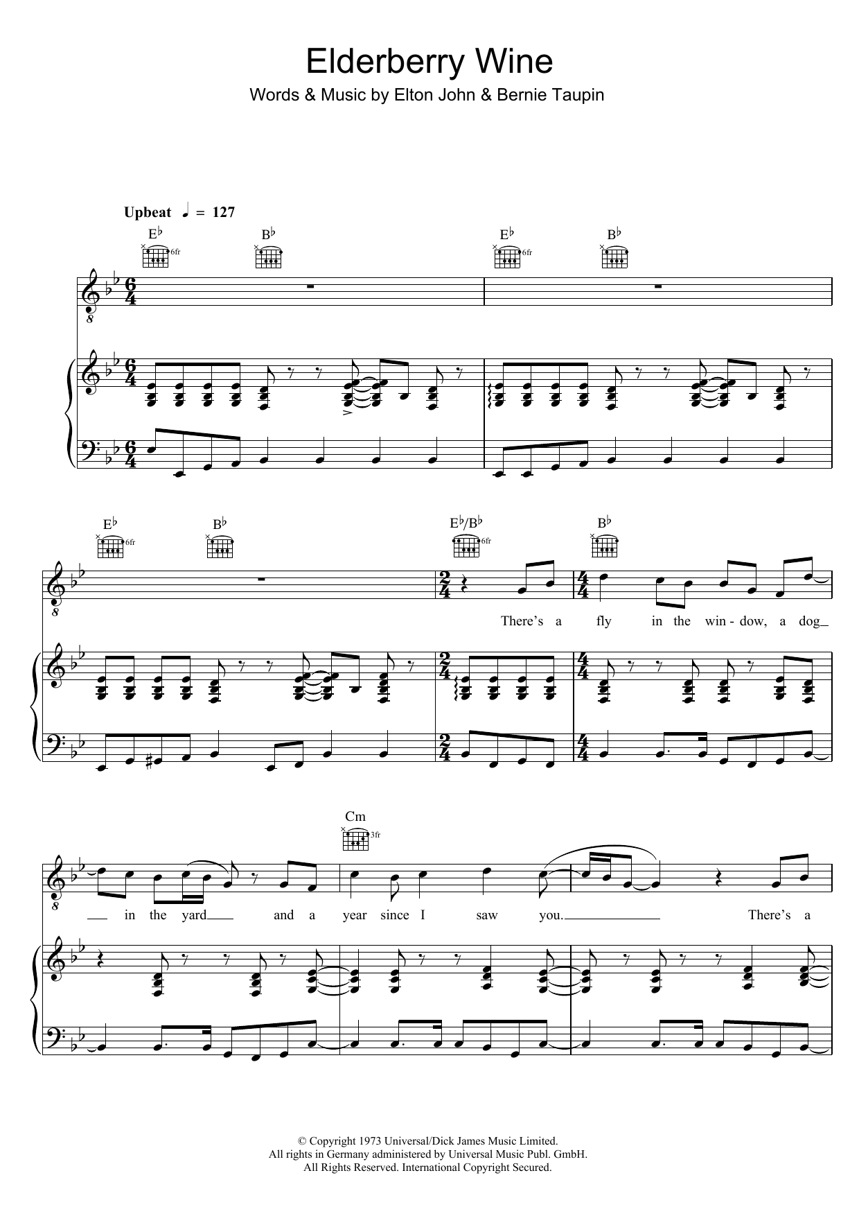 Elton John Elderberry Wine sheet music notes and chords arranged for Piano, Vocal & Guitar Chords