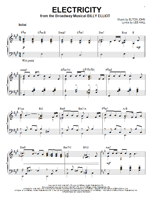 Elton John Electricity [Jazz version] (arr. Brent Edstrom) sheet music notes and chords arranged for Piano Solo