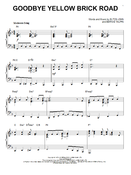Elton John Goodbye Yellow Brick Road [Jazz version] (arr. Brent Edstrom) sheet music notes and chords arranged for Piano Solo
