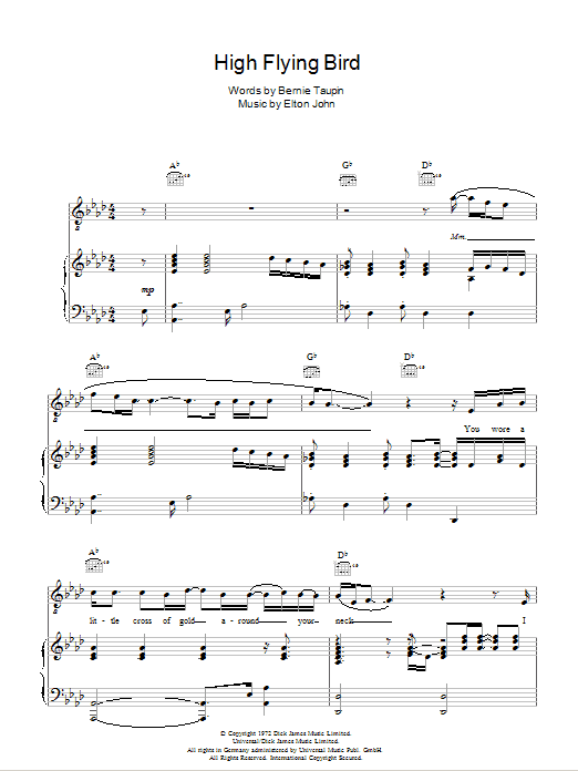 Elton John High Flying Bird sheet music notes and chords arranged for Guitar Chords/Lyrics