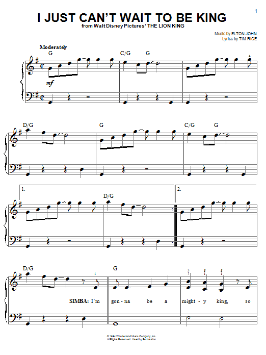 Elton John I Just Can't Wait To Be King (from The Lion King) sheet music notes and chords arranged for Ukulele
