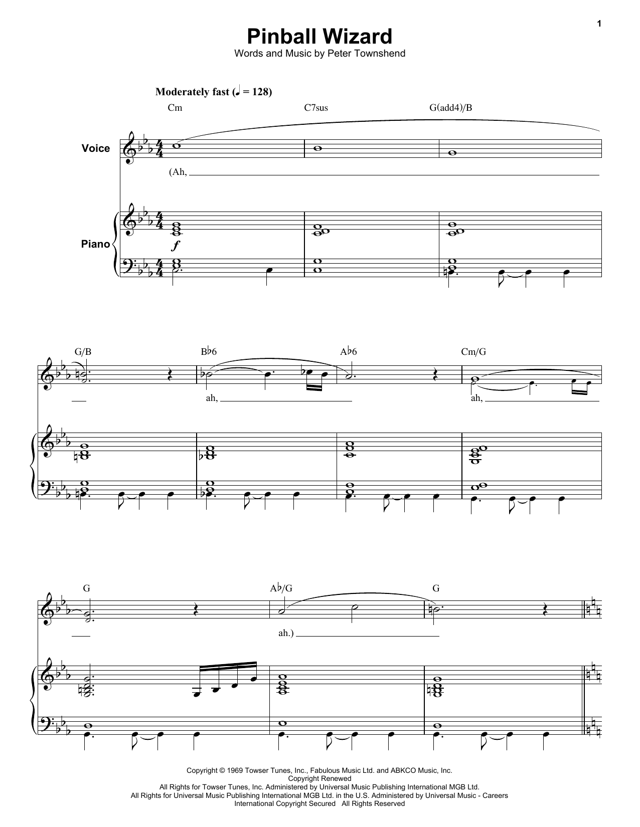 Elton John Pinball Wizard sheet music notes and chords arranged for Keyboard Transcription