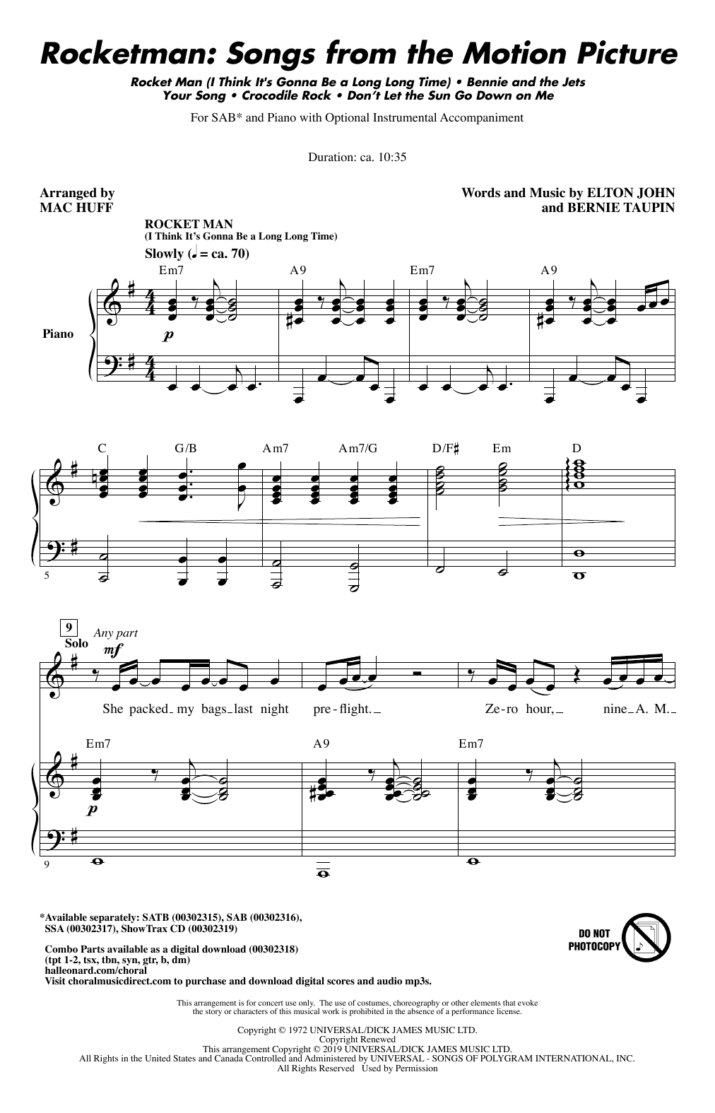 Elton John Rocketman: Songs from the Motion Picture (arr. Mac Huff) sheet music notes and chords arranged for 2-Part Choir