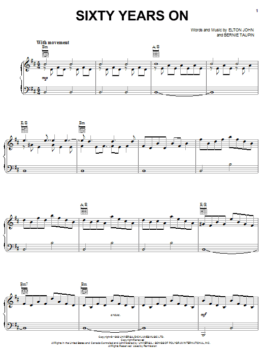 Elton John Sixty Years On sheet music notes and chords arranged for Guitar Chords/Lyrics