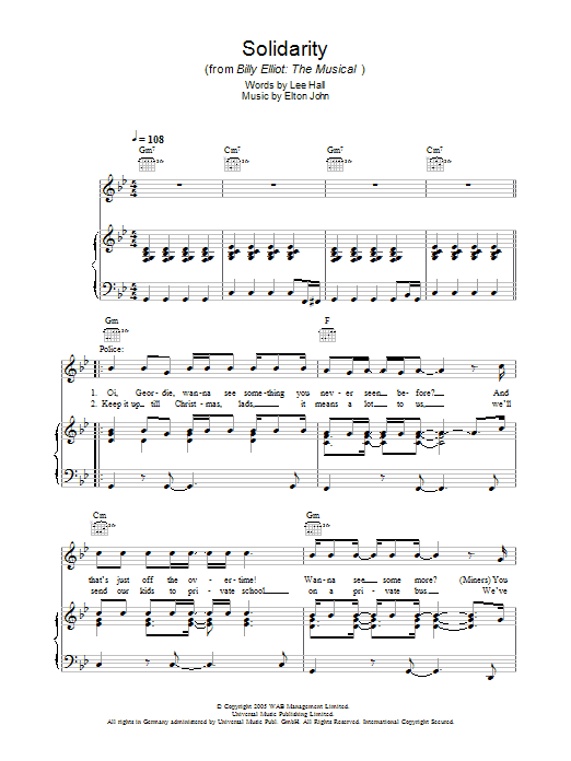 Elton John Solidarity sheet music notes and chords arranged for Easy Piano