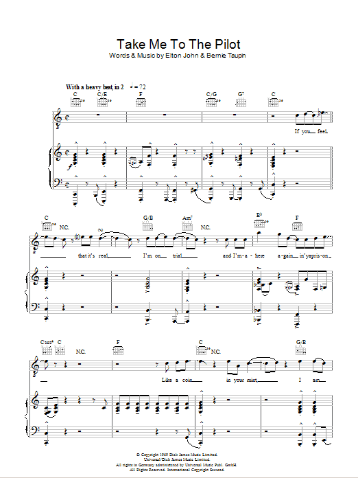 Elton John Take Me To The Pilot sheet music notes and chords arranged for Violin Solo