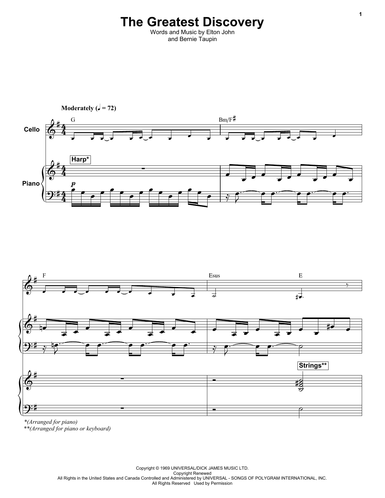 Elton John The Greatest Discovery sheet music notes and chords arranged for Keyboard Transcription