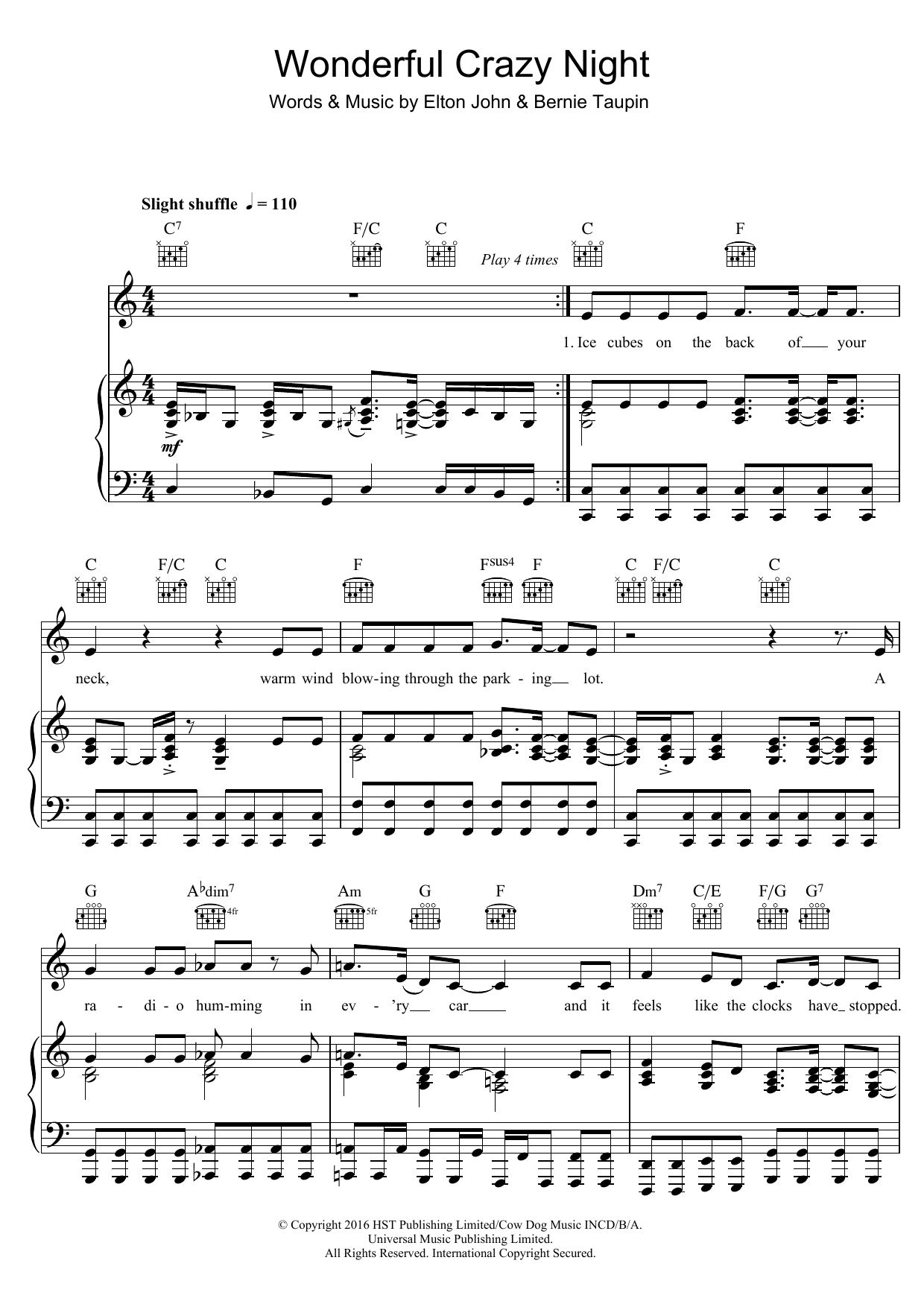 Elton John Wonderful Crazy Night sheet music notes and chords arranged for Piano, Vocal & Guitar Chords