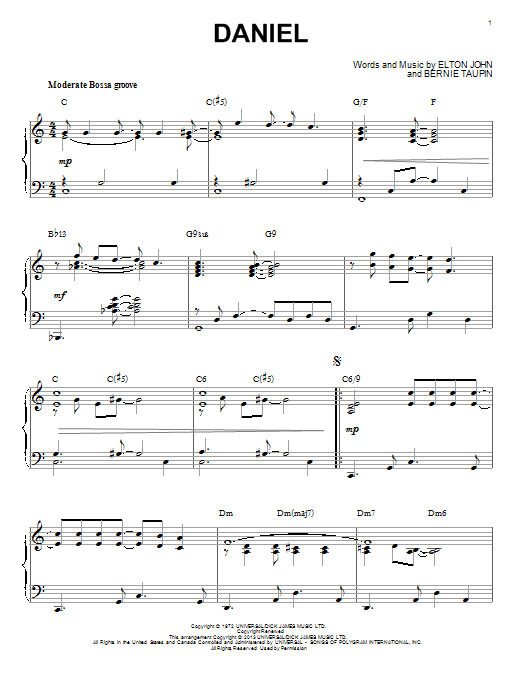 Elton John Daniel [Jazz version] (arr. Brent Edstrom) sheet music notes and chords arranged for Piano Solo