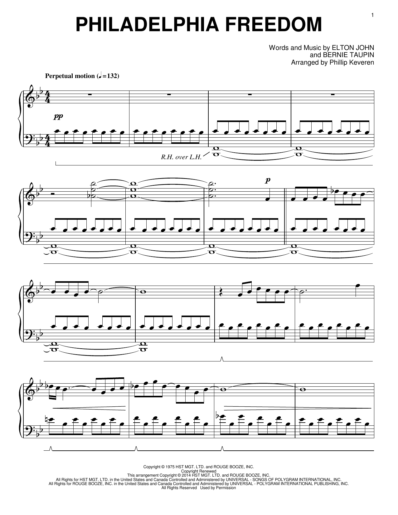 Elton John Philadelphia Freedom [Classical version] (arr. Phillip Keveren) sheet music notes and chords arranged for Piano Solo