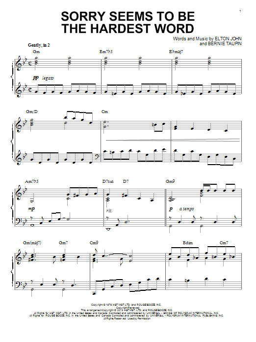 Elton John Sorry Seems To Be The Hardest Word [Jazz version] (arr. Brent Edstrom) sheet music notes and chords arranged for Piano Solo