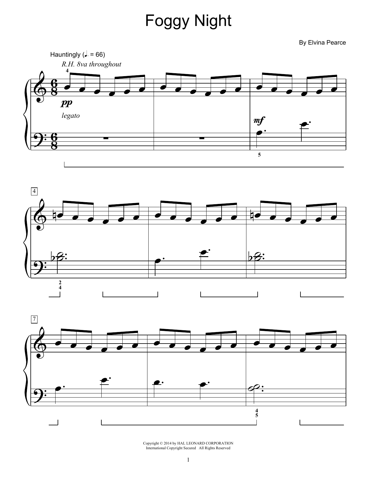 Elvina Pearce Foggy Night sheet music notes and chords arranged for Educational Piano