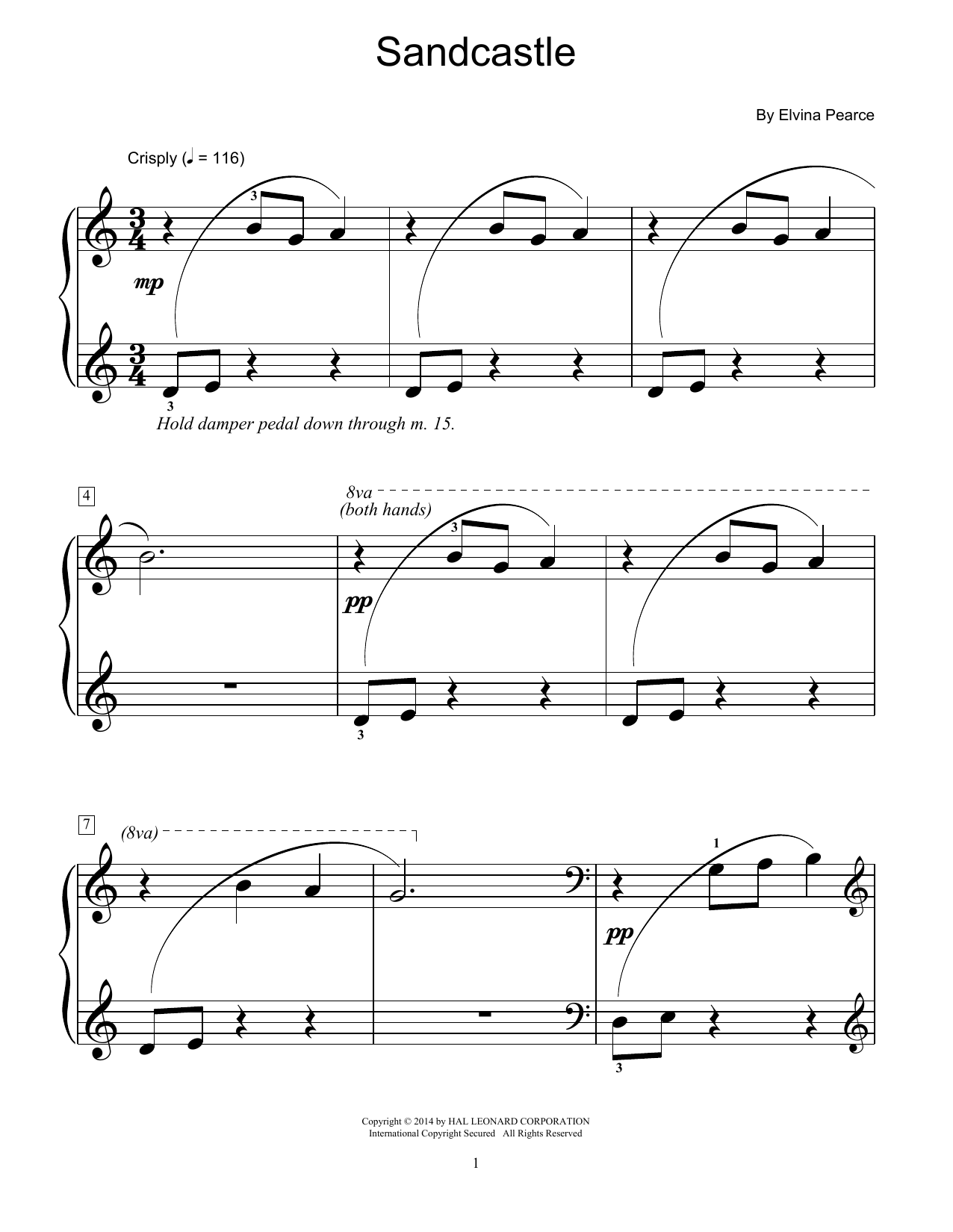 Elvina Pearce Sand Castle sheet music notes and chords arranged for Educational Piano