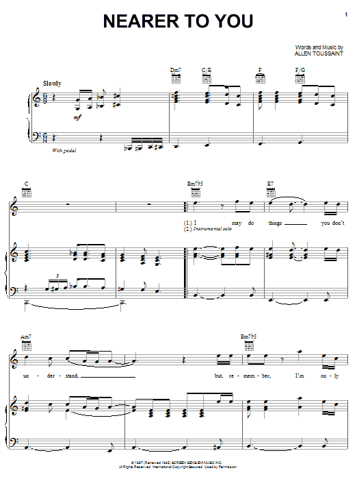 Elvis Costello & Allen Toussaint Nearer To You sheet music notes and chords arranged for Piano, Vocal & Guitar Chords (Right-Hand Melody)