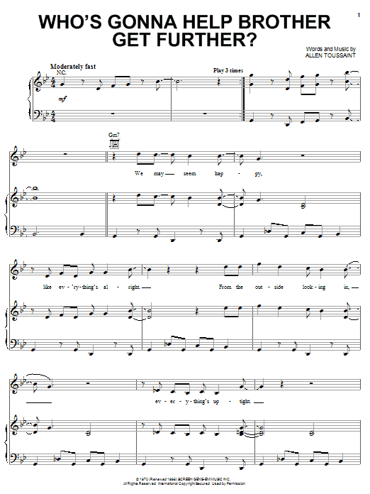 Elvis Costello & Allen Toussaint Who's Gonna Help Brother Get Further? sheet music notes and chords arranged for Piano, Vocal & Guitar Chords (Right-Hand Melody)