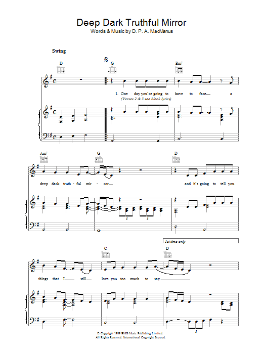 Elvis Costello Deep Dark Truthful Mirror sheet music notes and chords arranged for Piano, Vocal & Guitar Chords