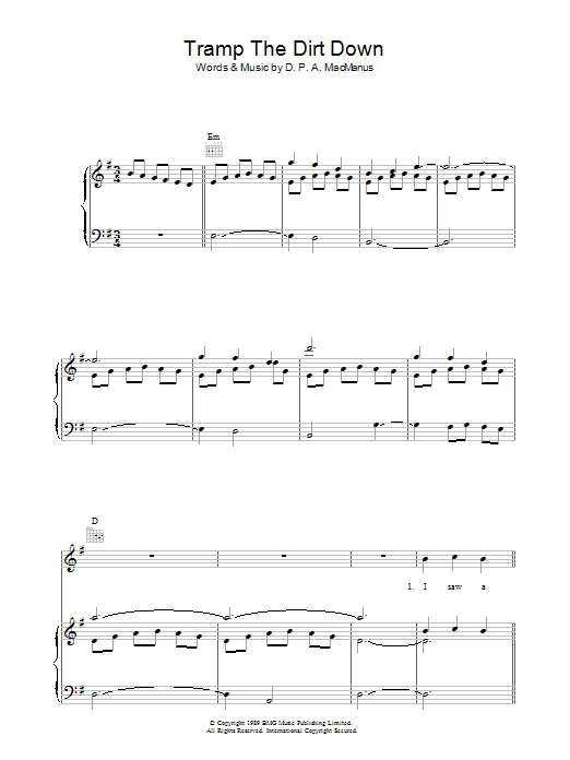 Elvis Costello Tramp The Dirt Down sheet music notes and chords arranged for Piano, Vocal & Guitar Chords